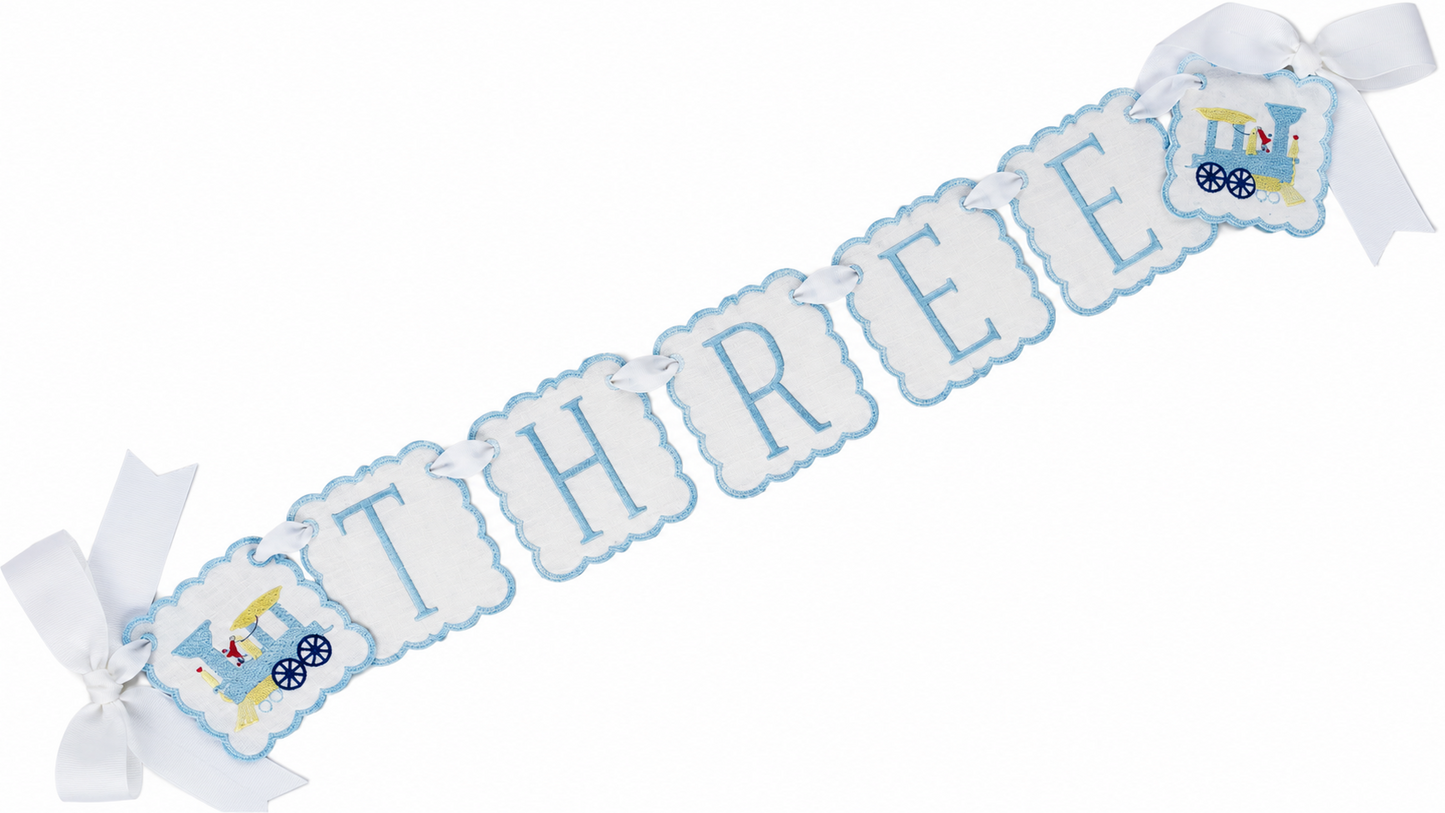 Vintage Train Personalized Name Banner | Heirloom Train Birthday Banner