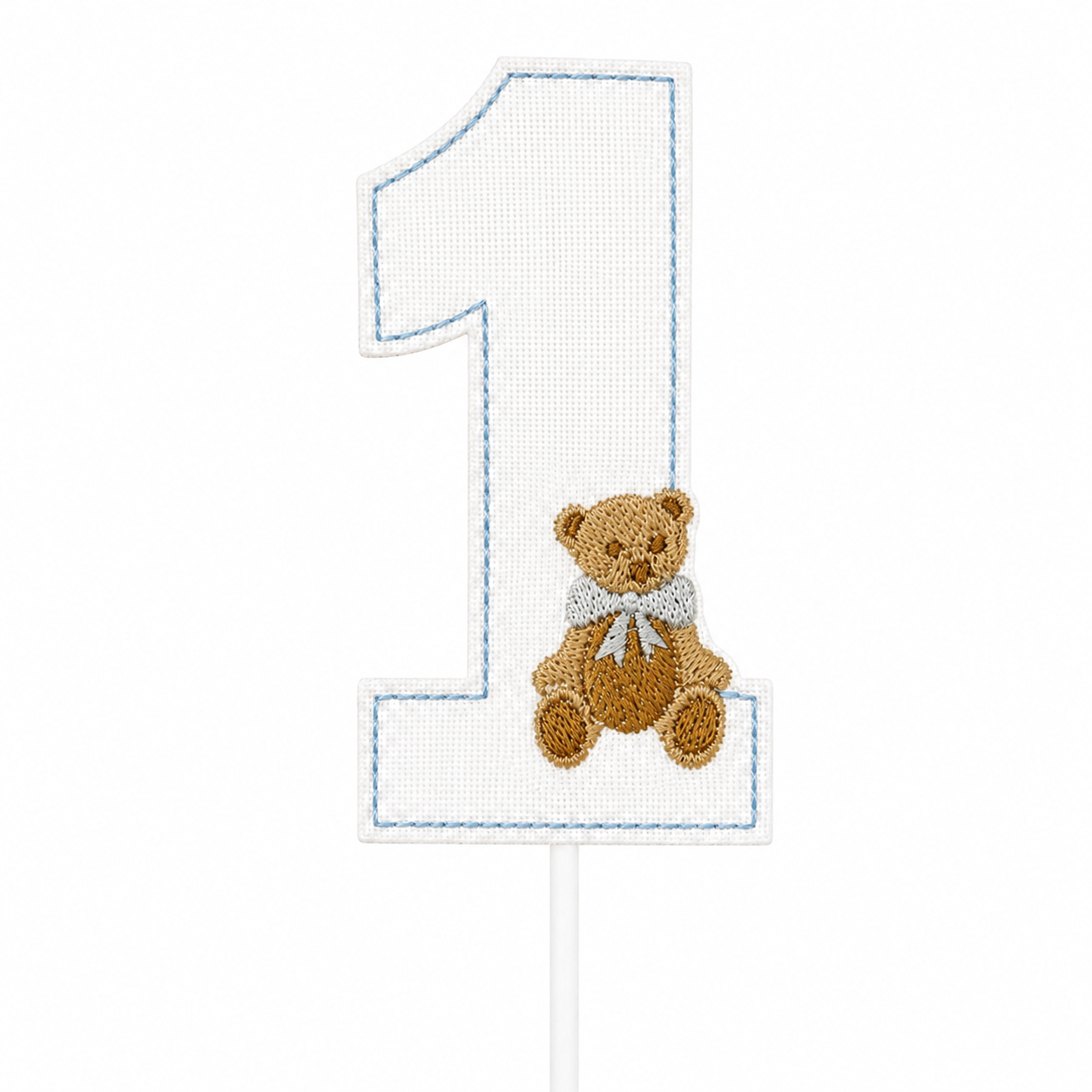 Blue Teddy Bear Cake Topper | Heirloom First Birthday Keepsake