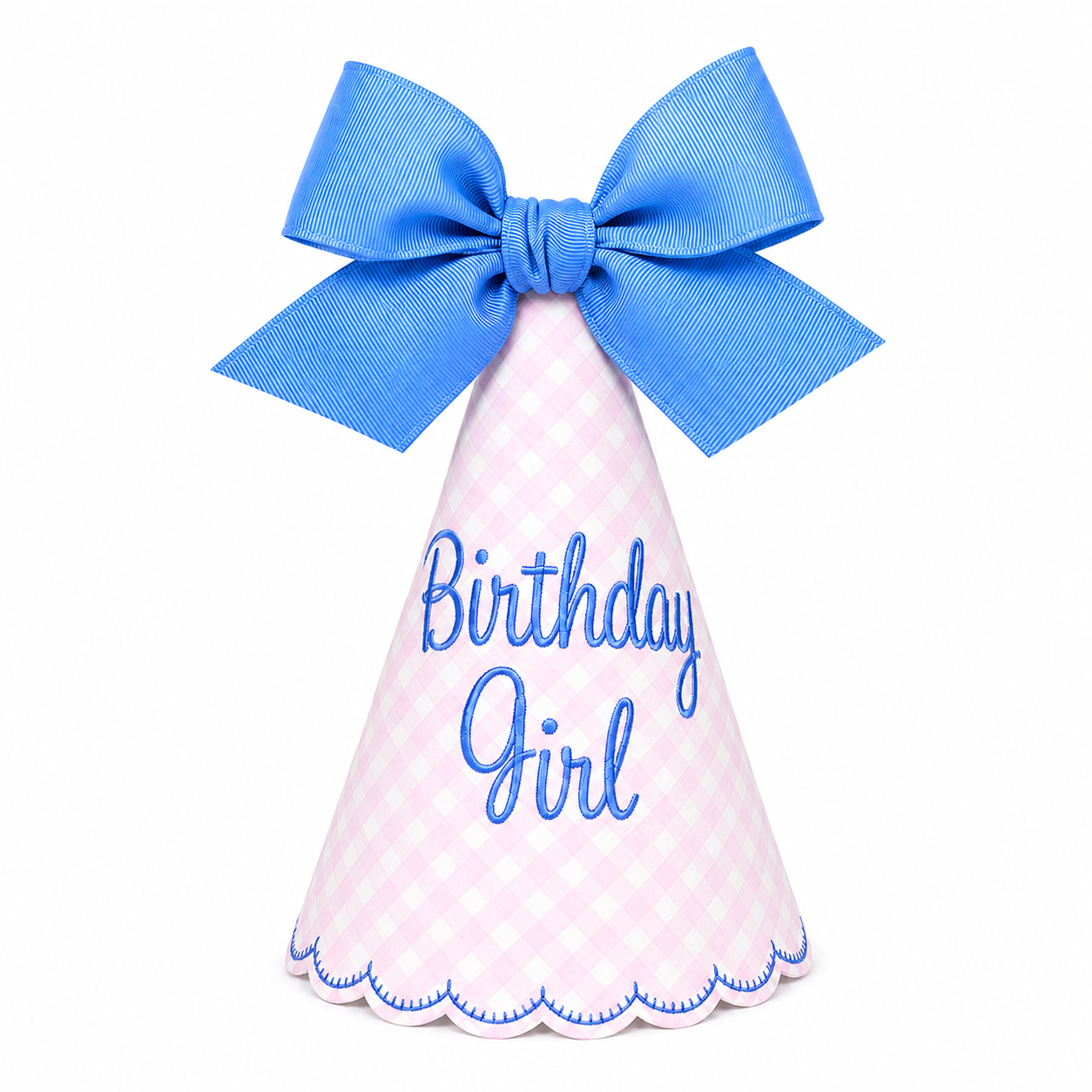 Gingham Birthday Girl Party Hat with Bow | Personalized Keepsake Party Hat