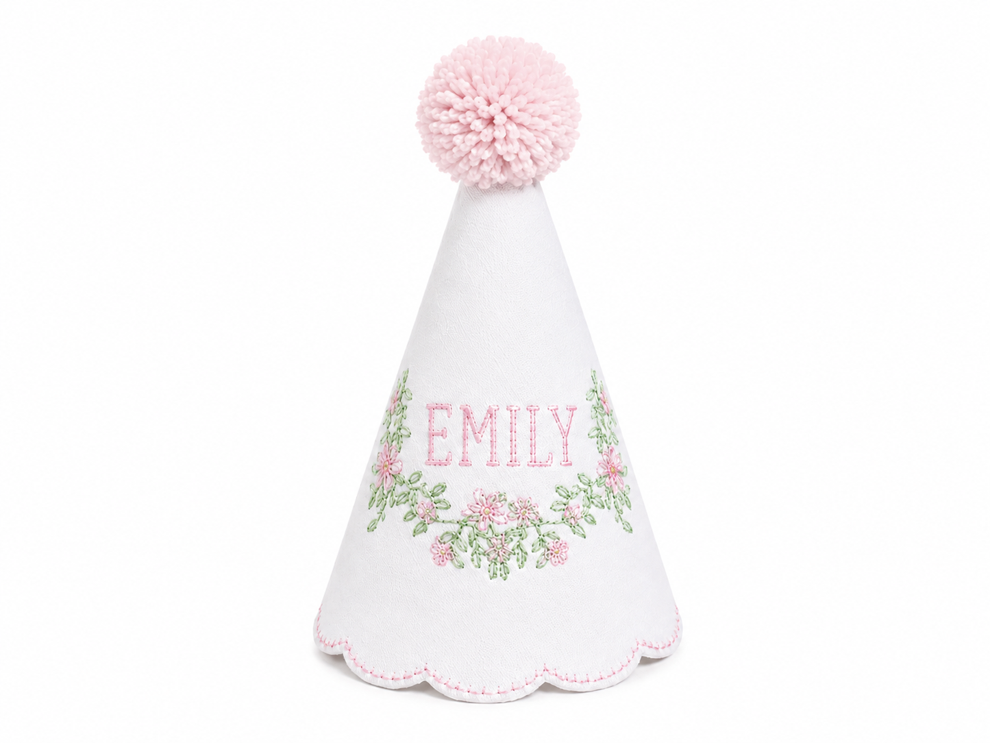 August Pink Floral Party Hat | Personalized Heirloom Birthday Hat