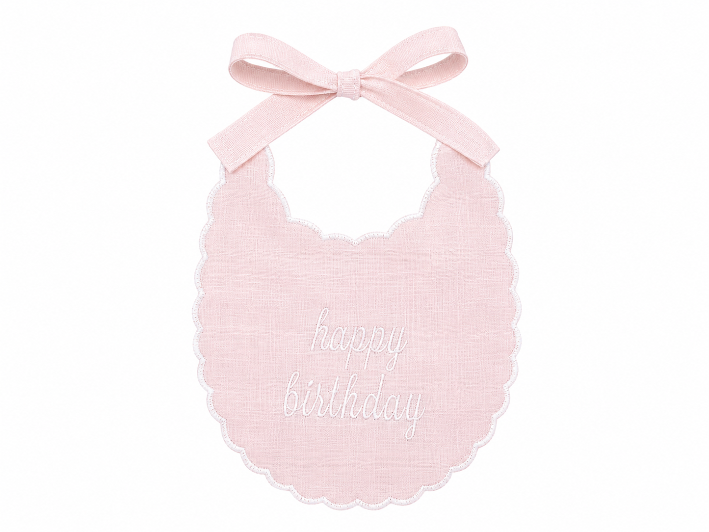 Classic Pink Happy Birthday Bib | Heirloom Baby Bib