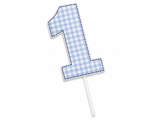 Blue Gingham Cake Topper | Heirloom First Birthday Keepsake