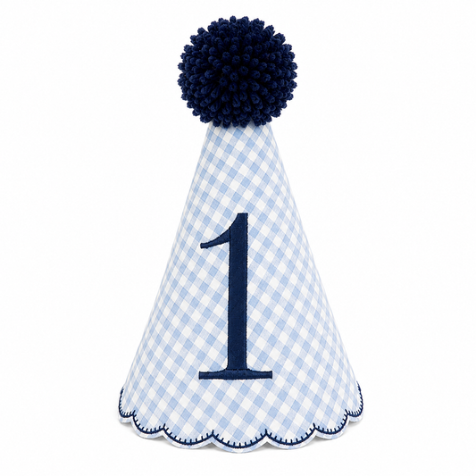 Gingham First Birthday Party Hat | Personalized Keepsake Party Hat
