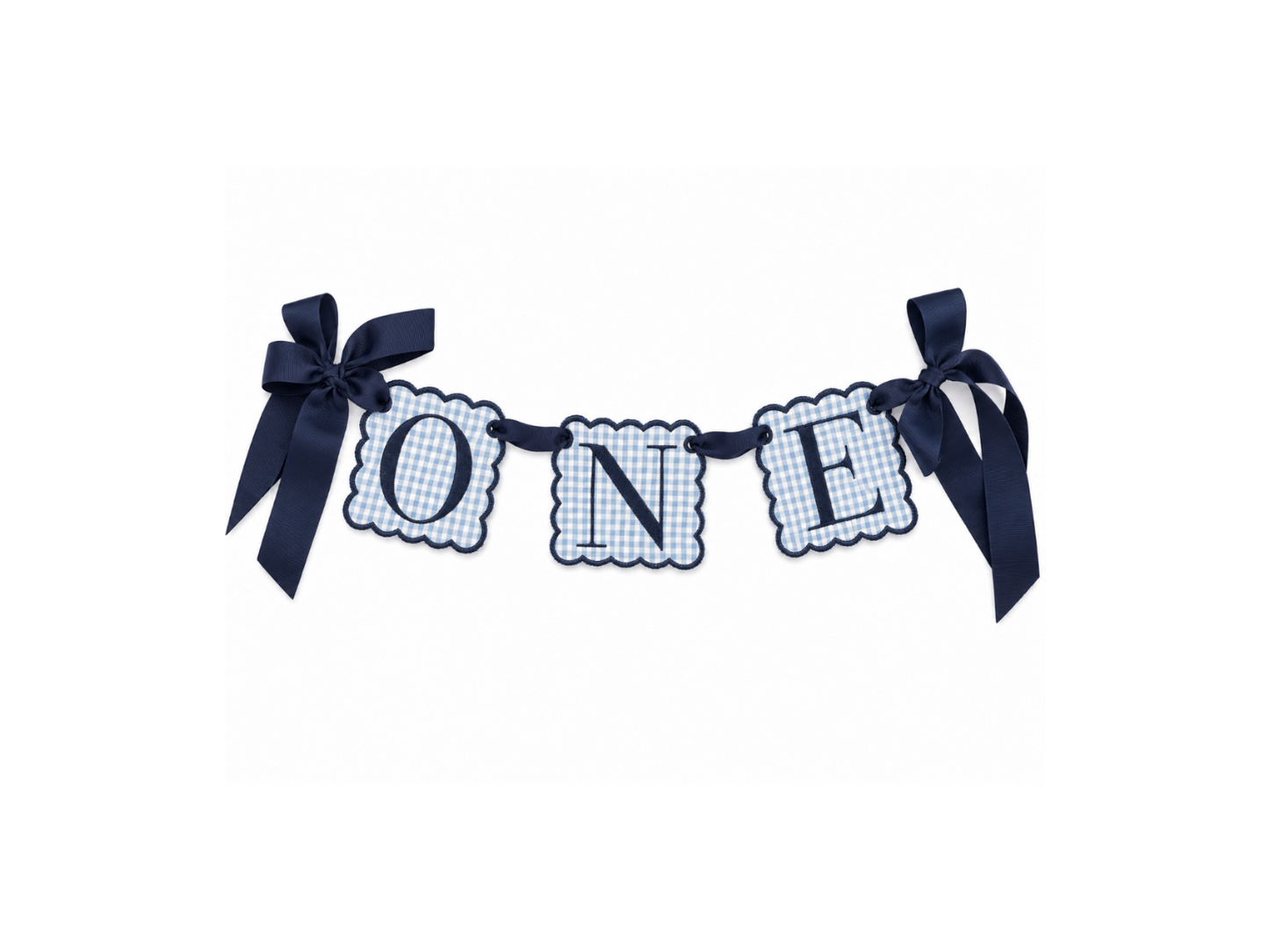 Blue Gingham Navy One Banner | Preppy First Birthday High Chair Banner
