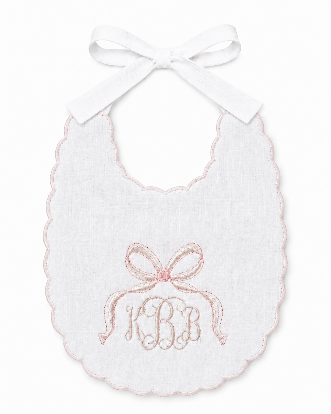 Blush & Bow Hat & Bib Set | Personalized Linen First Birthday Set