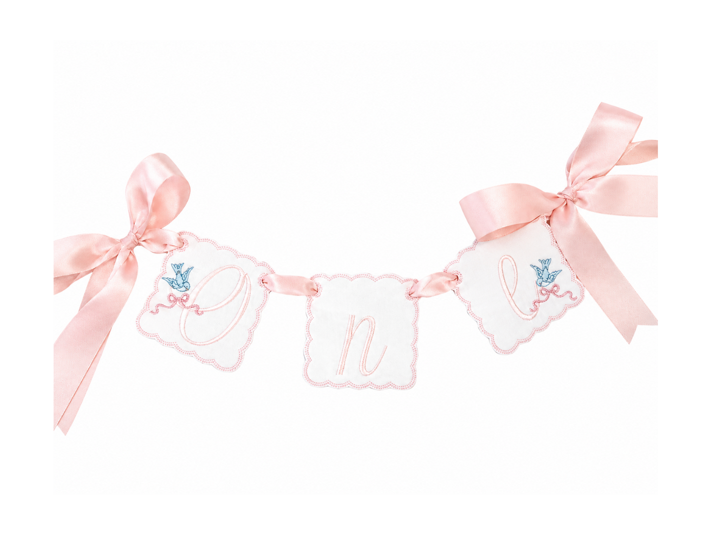 Cinderella linen ONE first birthday high chair banner with storybook-inspired details