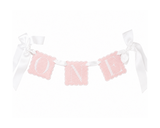 Classic Pink ONE Banner | Keepsake First Birthday High Chair Banner