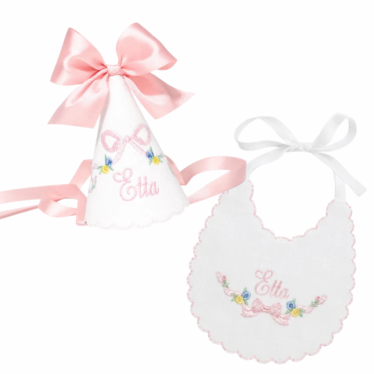 Etta 2-Piece Hat and Bib Set | 2-Piece Heirloom Birthday Set
