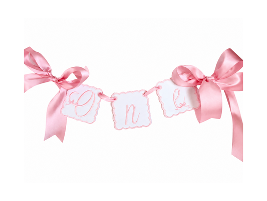 Blush Bow ONE Banner | Keepsake First Birthday High Chair Banner