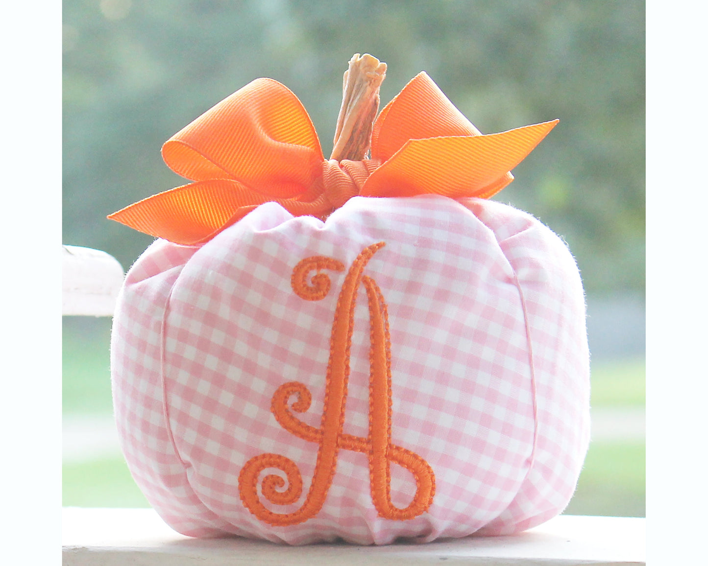 Preppy Gingham Bow Pumpkin, Monogrammed Fall Decor, Baby Girl Gift