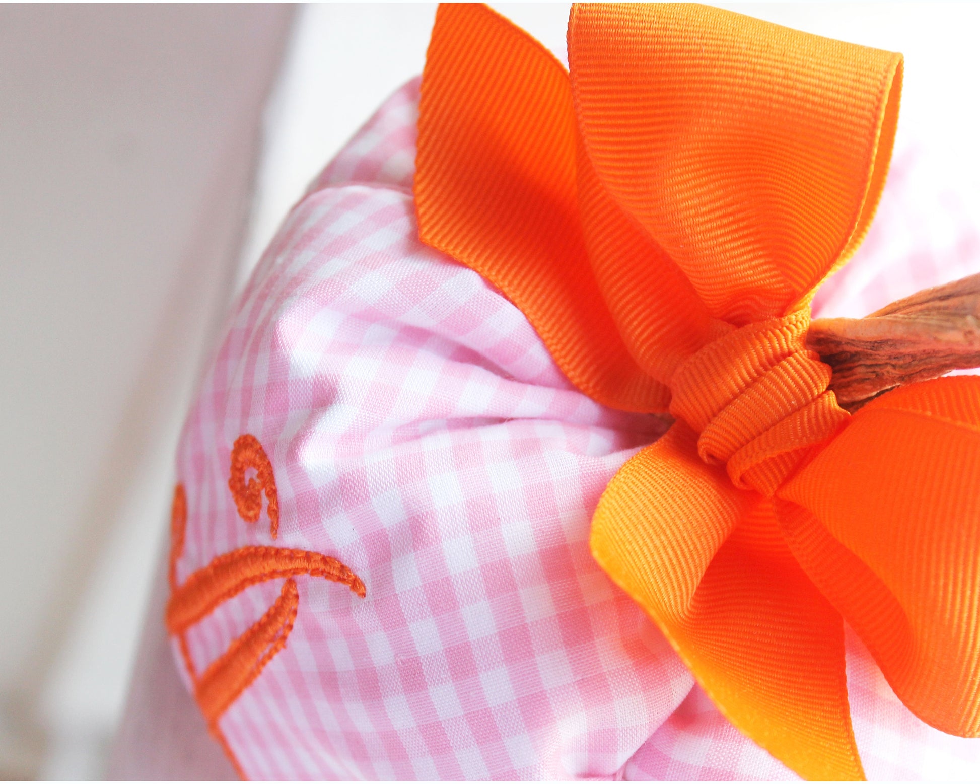 Preppy Gingham Bow Pumpkin, Monogrammed Fall Decor, Baby Girl Gift