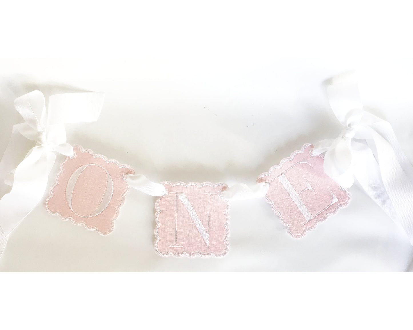 Classic Pink Keepsake 3 pc Birthday Set I Pink White Birthday Party Hat Highchair Banner Cake Topper I Baby's 1st Birthday Party