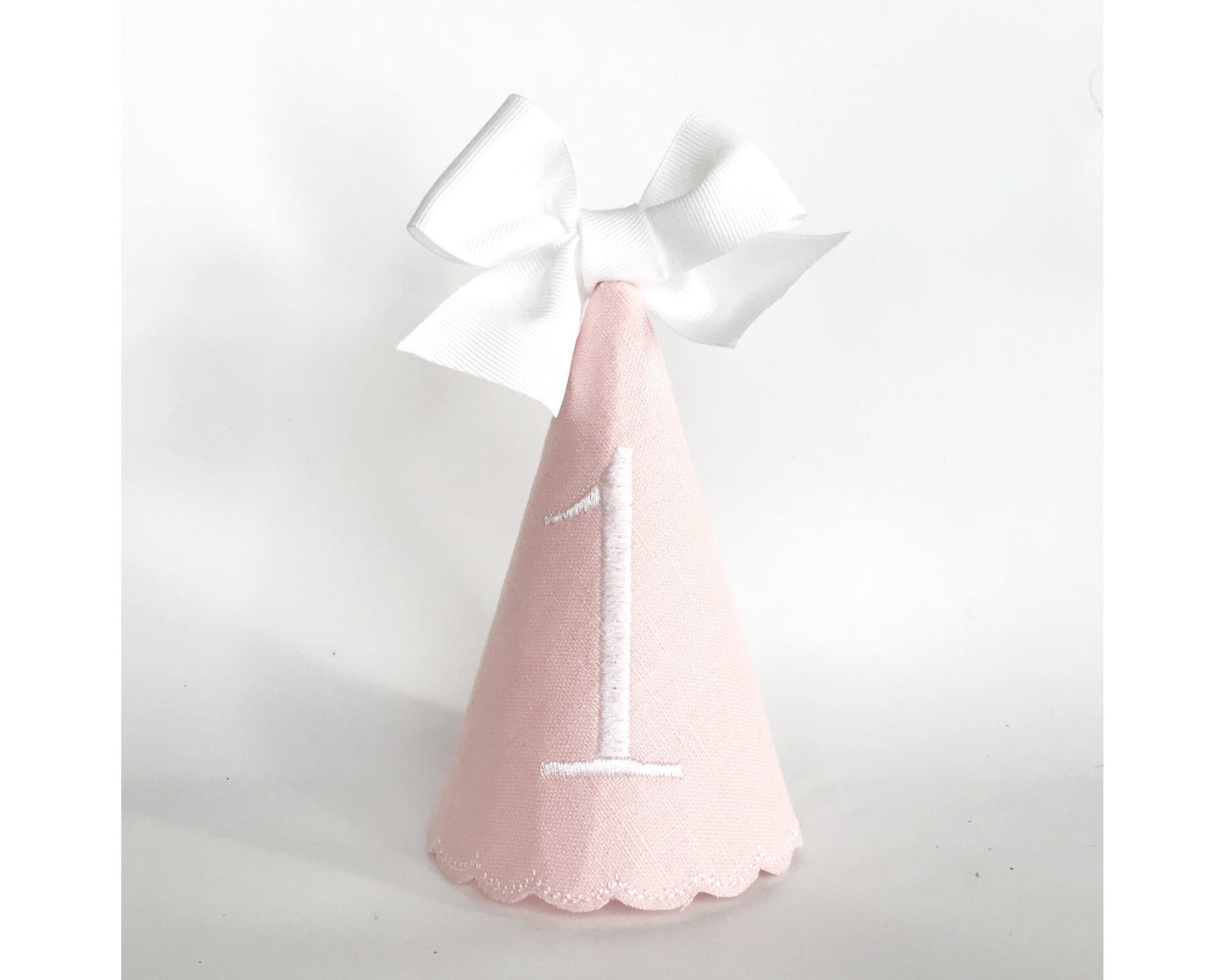 Classic Pink Keepsake 3 pc Birthday Set I Pink White Birthday Party Hat Highchair Banner Cake Topper I Baby's 1st Birthday Party