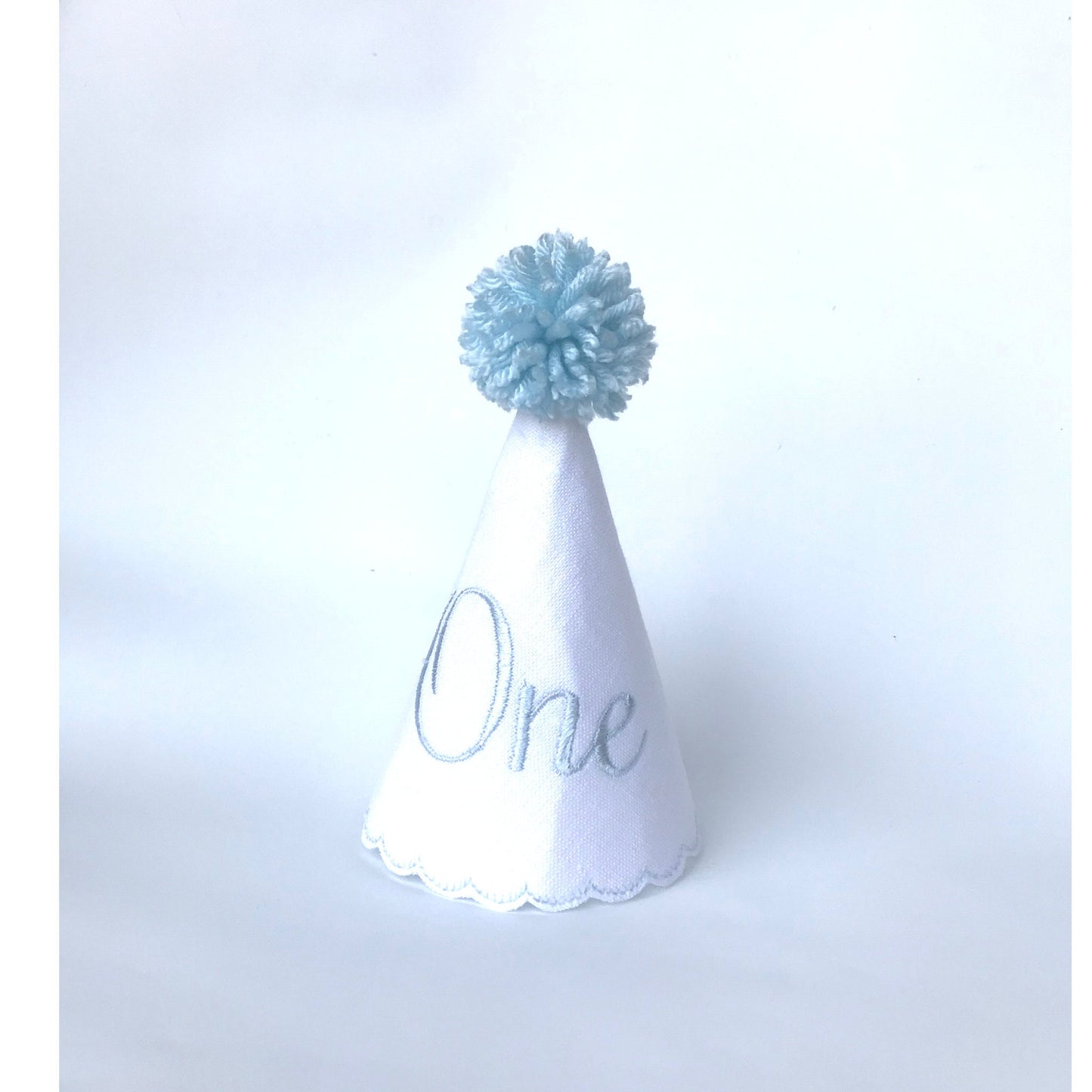 Bliss One 3 Piece Party Set I Blue White Birthday Party Hat and Highchair Banner I Baby Boy 1st Birthday Party I Cake Smash Hat