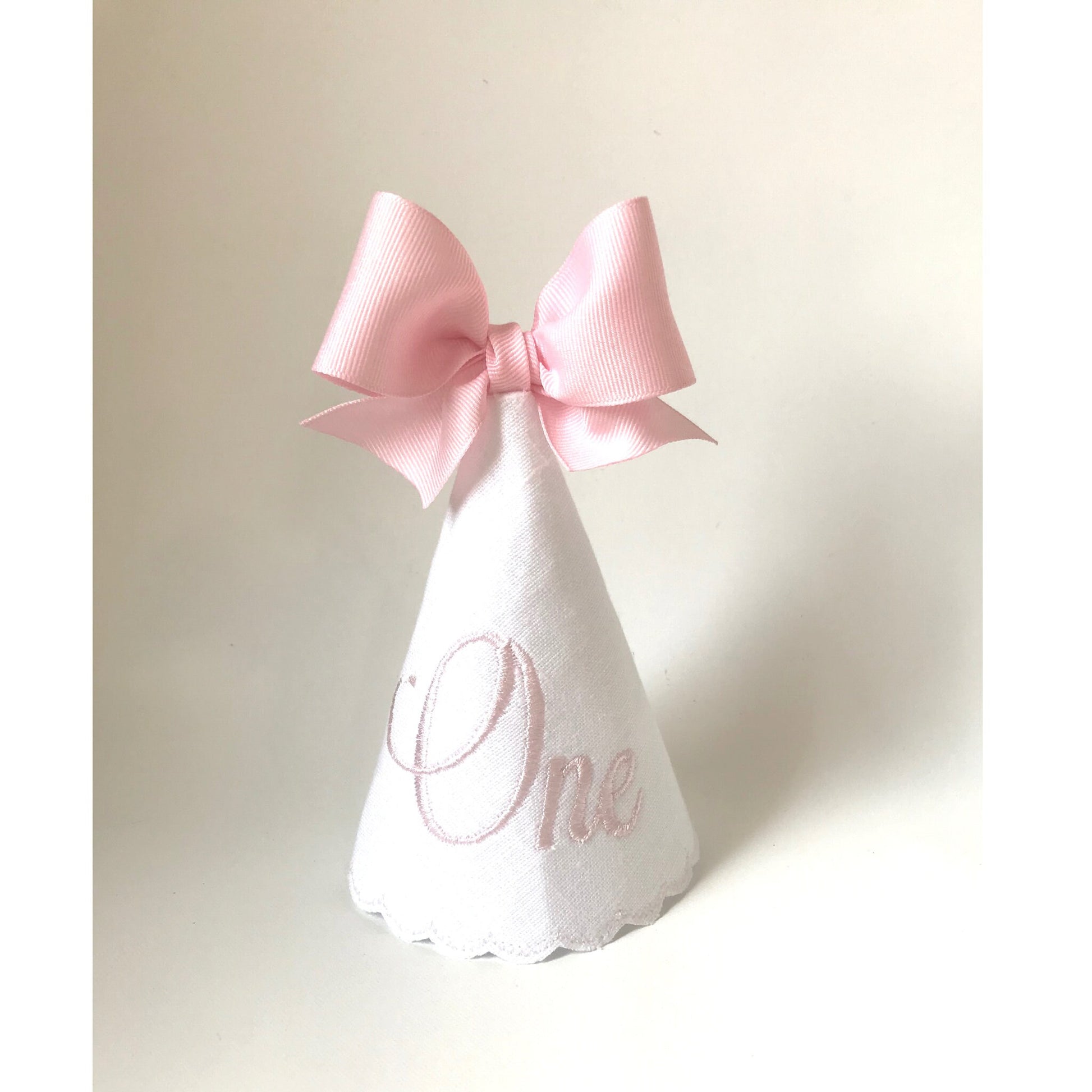 Blush Pink One Keepsake 3 Piece Party Set I Pink White Birthday Party Hat Highchair Banner Cake Topper I Cake Smash I Baby's 1st Birthday