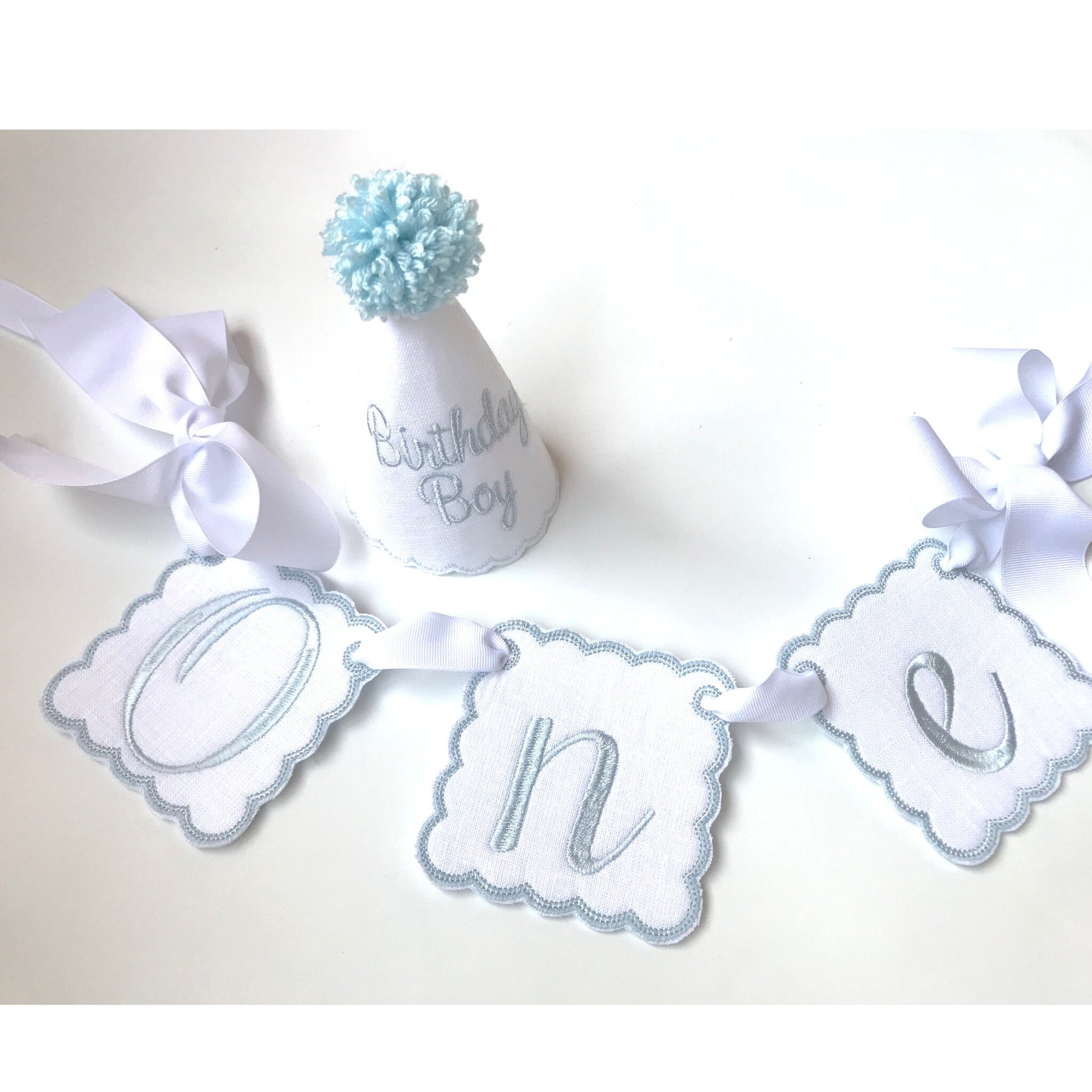 Birthday Boy 2 Piece Set I Party Hat Banner Set I Keepsake Party Hat I ONE High Chair Banner I Baby's 1st Birthday Party Set