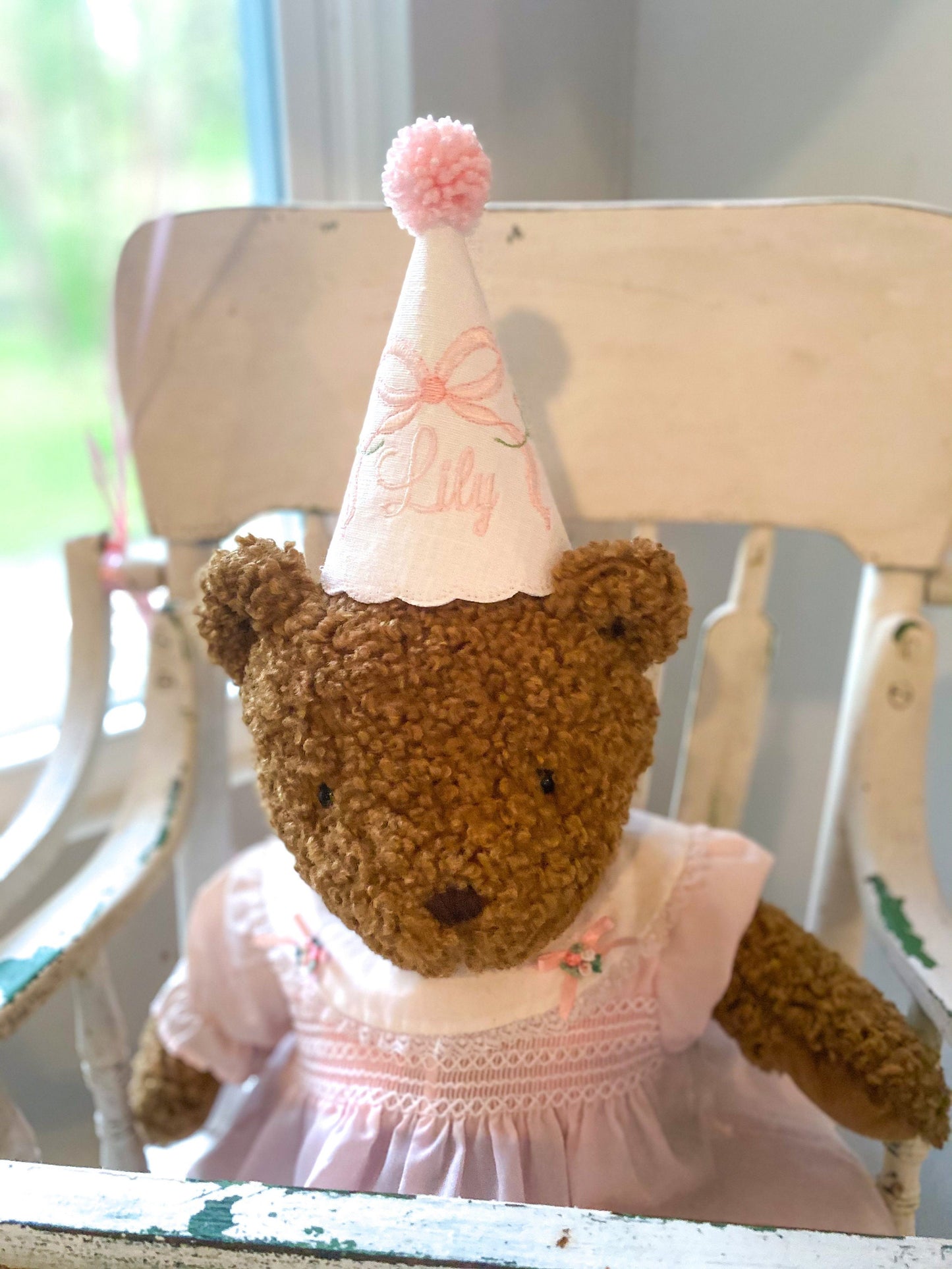 Imogen Heirloom Bows and Blooms Keepsake Party Hat I Floral Birthday Party Hat I Rose Party Hat I Baby's 1st Birthday Party Hat