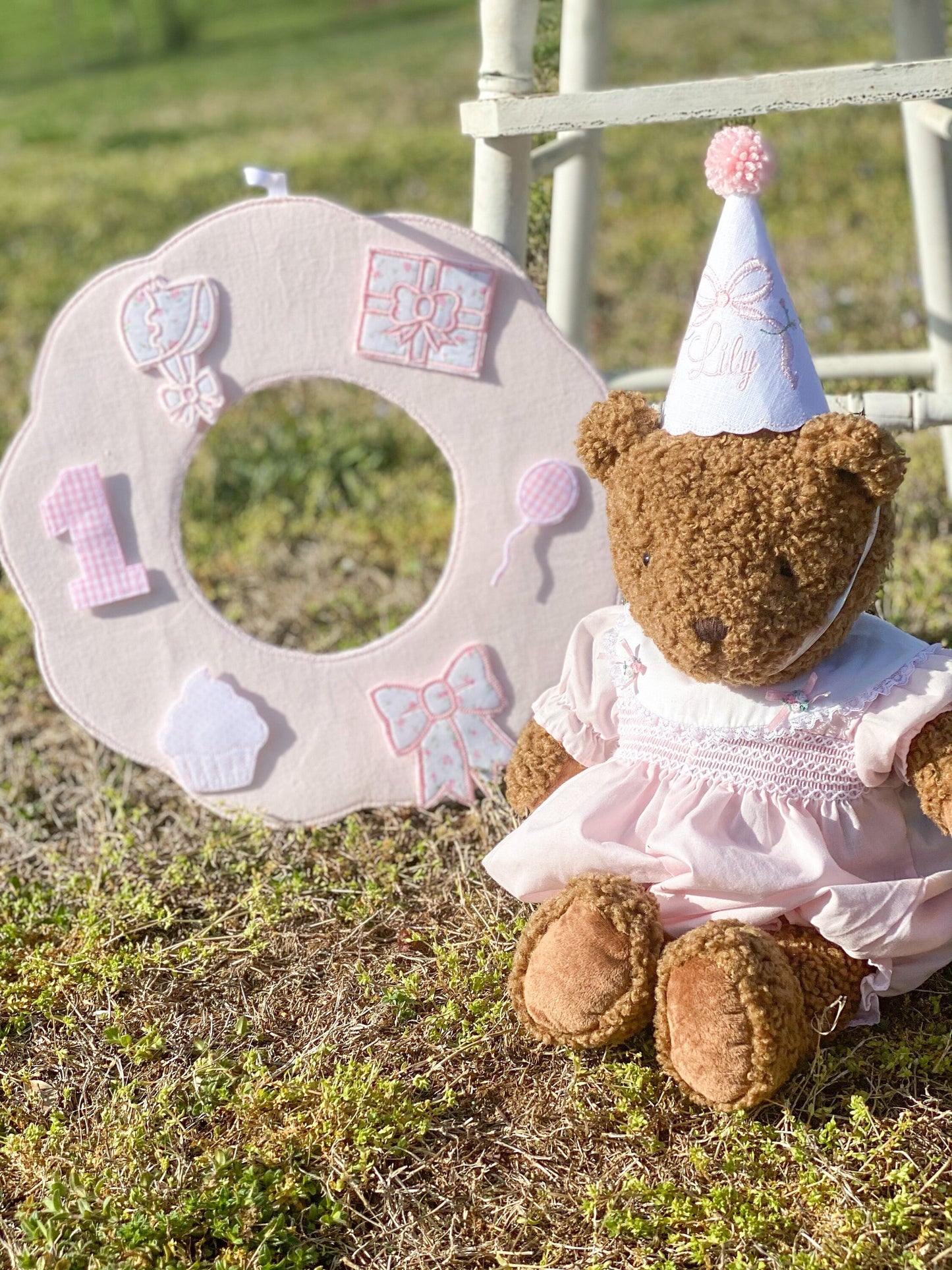 Imogen Heirloom Bows and Blooms Keepsake Party Hat I Floral Birthday Party Hat I Rose Party Hat I Baby's 1st Birthday Party Hat