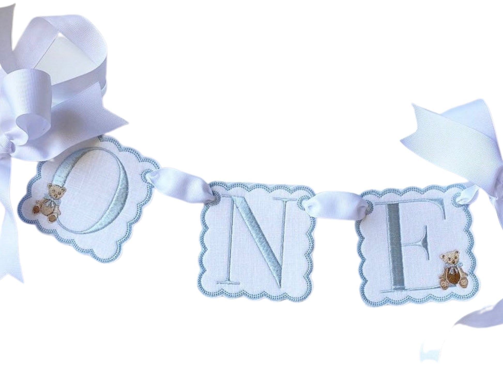 Storybook Bear ONE Banner, Highchair Banner, Birthday Banner, Teddy Bear Bunting, Birthday Garland, Bear Birthday Party, Boy Birthday Party