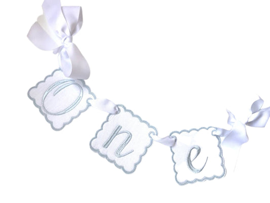Bliss One Banner I Blue White Highchair Banner I Baby Boy Banner I Baby's 1st Birthday Party Banner I Baby Boy Party Decor I Cake Smash