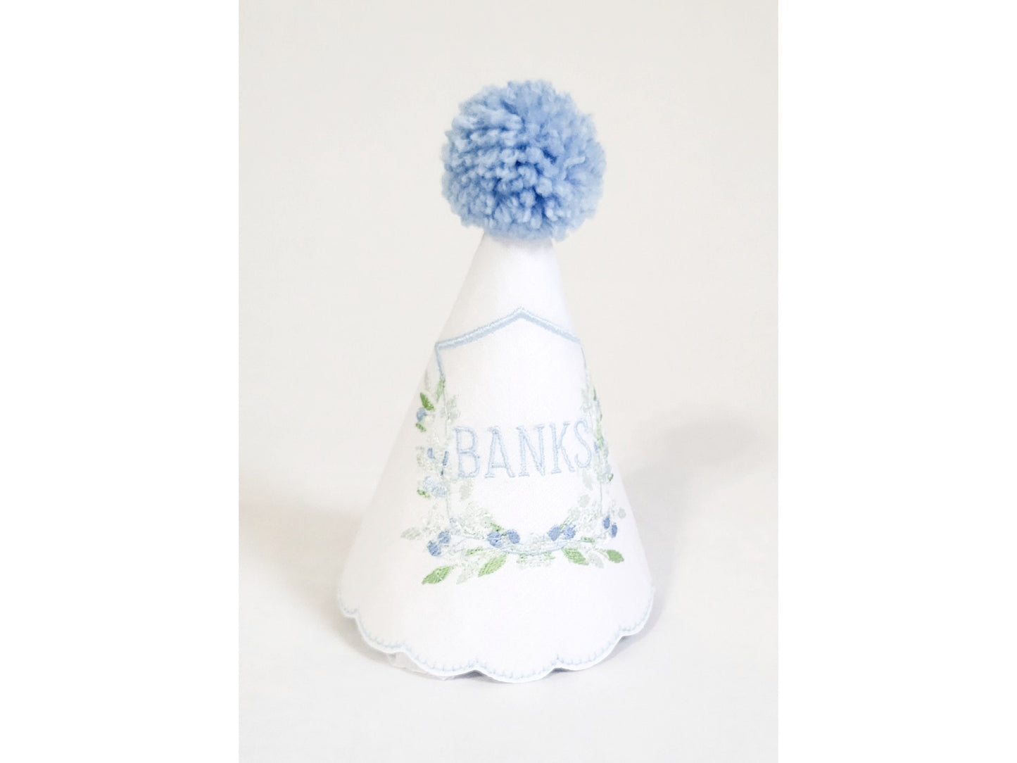Banks Monogrammed Berry Crest Keepsake Party Hat I Birthday Crest I Baby Boy Crest I Classic Blue Birthday Hat I Crest Birthday Party Hat