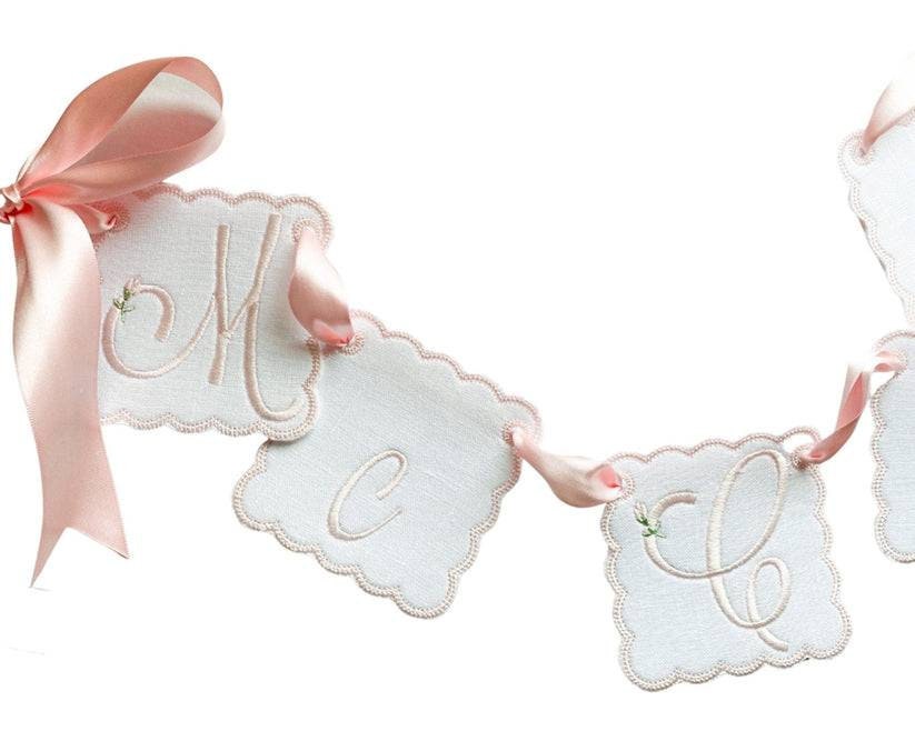 Clara Rosette Personalized Banner | Custom Floral Name Banner | Nursery Banner | Kids Room Personalized Bunting | Name Garland