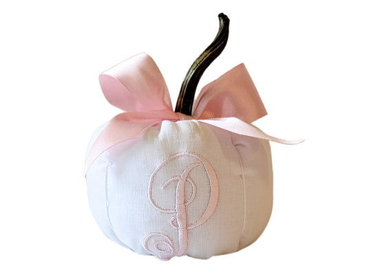 Personalized Blush Pink Cinderella Bow Pumpkin: Monogrammed Cotton Fall Decor