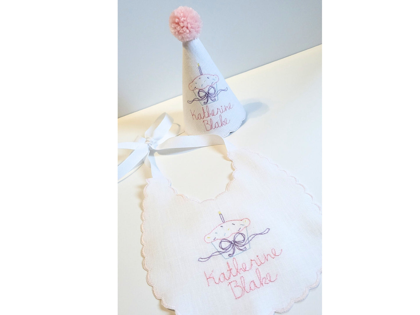 Vintage Cupcake Party Hat, Baby Girl's 1st Birthday Hat, Heirloom Keepsake Birthday Party Hat, Baby Girl Party, Cupcake Party Theme