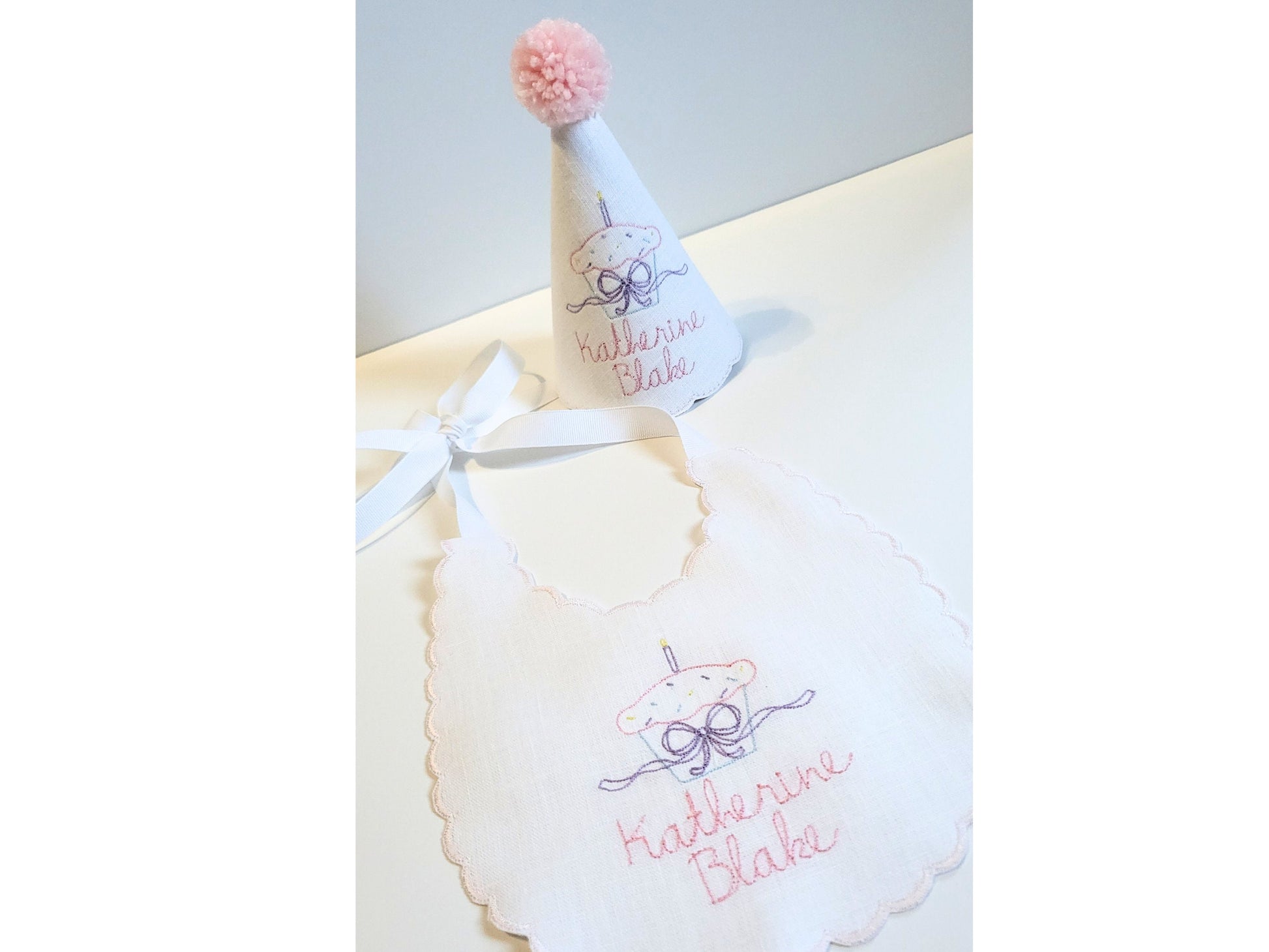Vintage Cupcake Party Hat, Baby Girl's 1st Birthday Hat, Heirloom Keepsake Birthday Party Hat, Baby Girl Party, Cupcake Party Theme