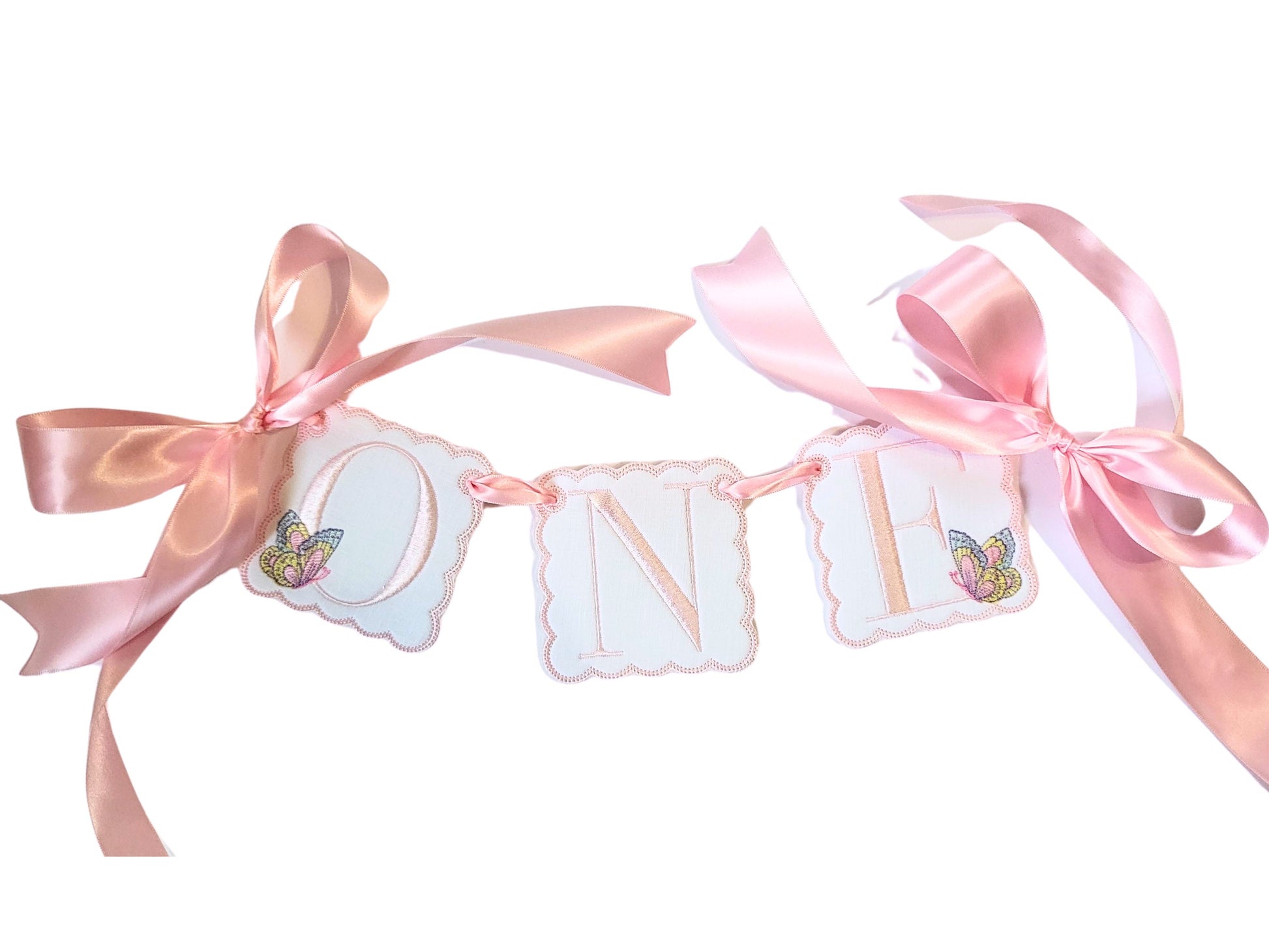 Jolie Butterfly Highchair Banner I One Banner I Keepsake Birthday Party Bunting I Butterfly Party Decor I Baby's 1st Birthday Party Banner