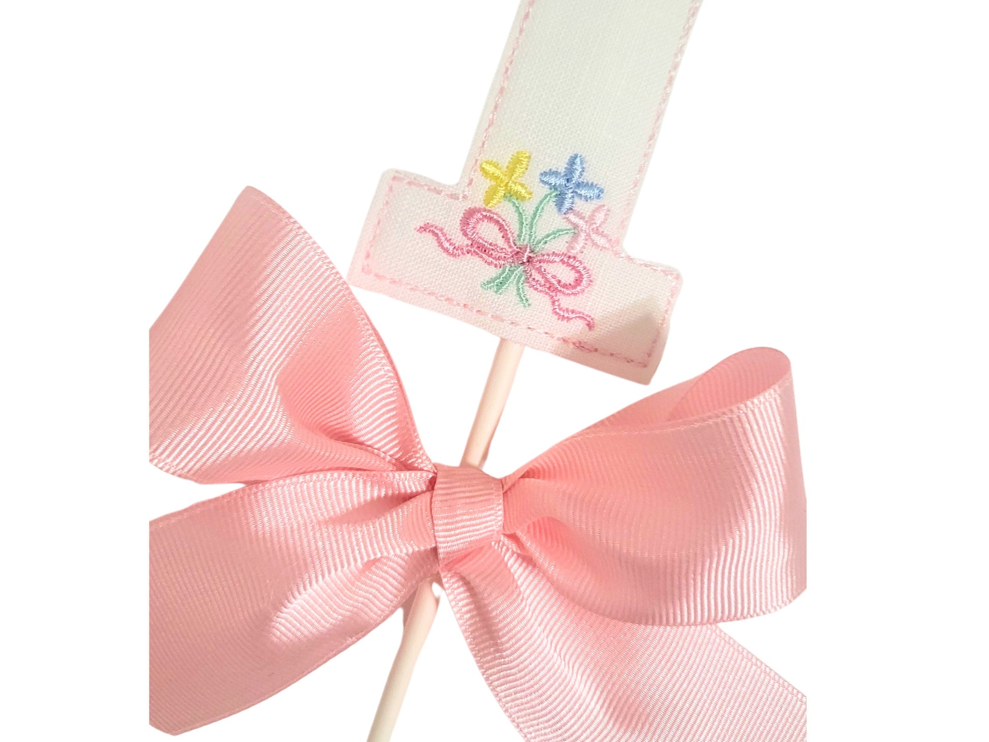 Etta Floral Bow Cake Topper I Pastel Flowers Bow Cake Topper I One Cake Topper I Girls Cake Topper I Garden Party Cake Smash Topper