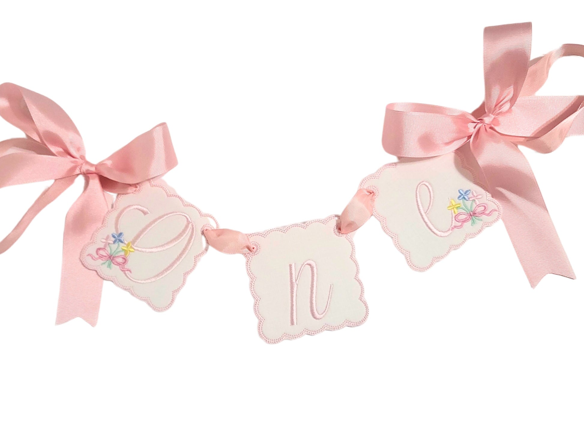 Etta Pastel Floral First Birthday Set: Hat, Bib, Banner, Cake Topper
