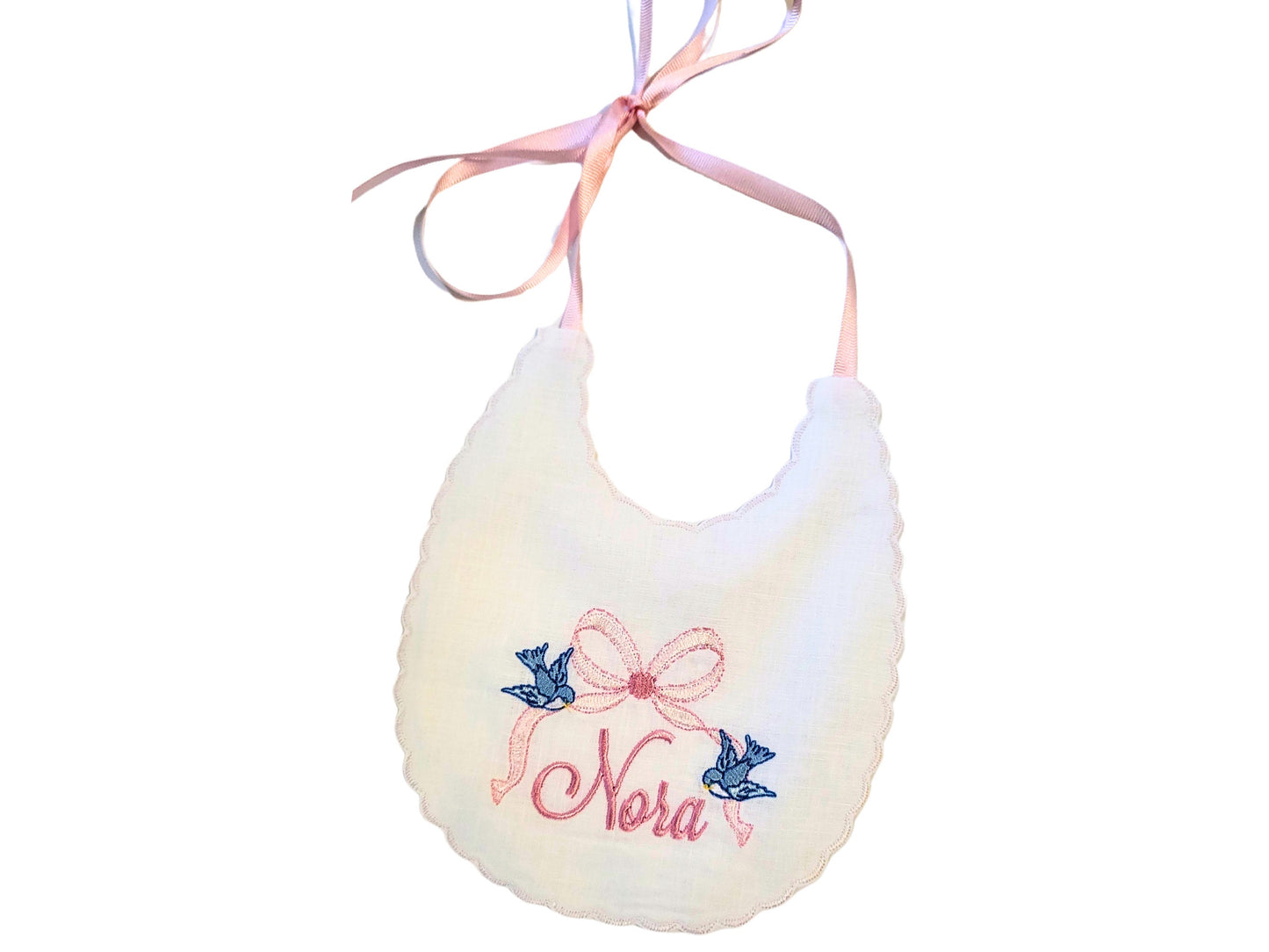 Cinderella Heirloom Bow Bib I Personalized Baby Bib I Bluebird Baby Bib I Cake Smash Bib I Babys First Birthday Bib I Monogrammed Bib