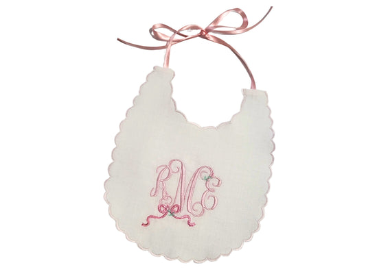 Juliette Personalized Bib I Rosebud Baby Bib I Bow Bib I Cake Smash Bib I Baby Girl Bib I Monogrammed Baby Bib