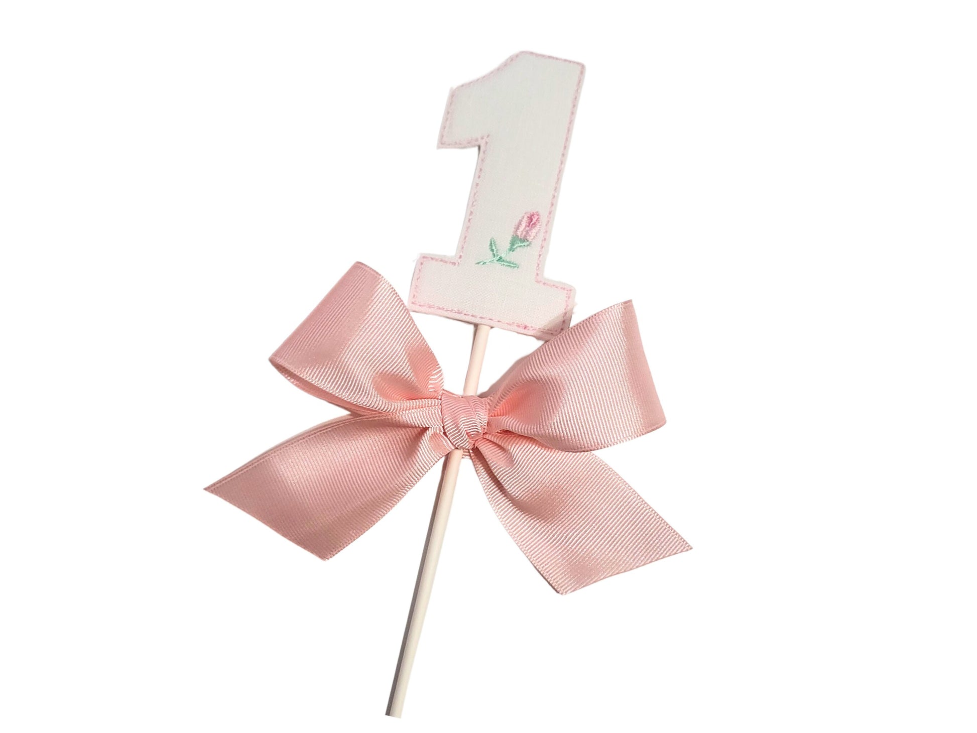 Clara Rosette Bow Cake Topper I Pink and White Bow Cake Topper I One Cake Topper I Girls Cake Topper I Rosette Cake Smash Topper