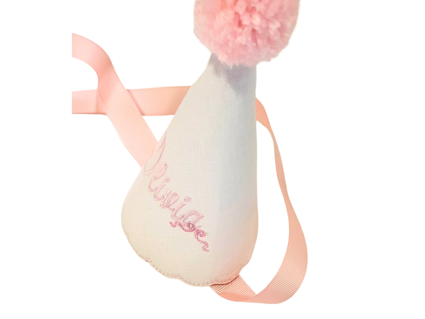 Olivia Personalized Bow Pom Party Hat I Pink Bow Keepsake Birthday Party Hat I Bow Birthday Party I Cake Smash Hat I Pink Bow Party