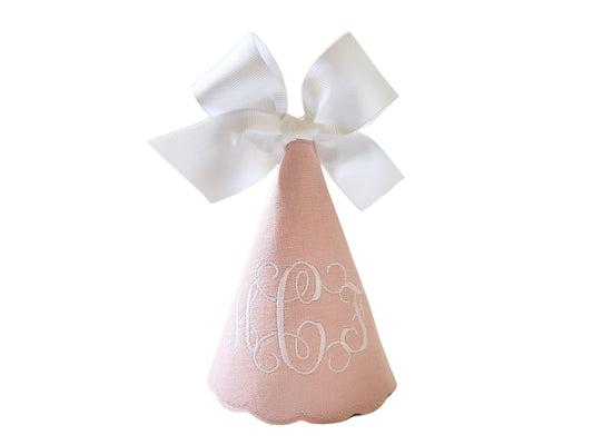 Lorelai Triple Monogram Party Hat I Girls First Birthday Pink Monogrammed Party Hat I 1st Birthday Hat Girl I Birthday Hat for Baby Girl