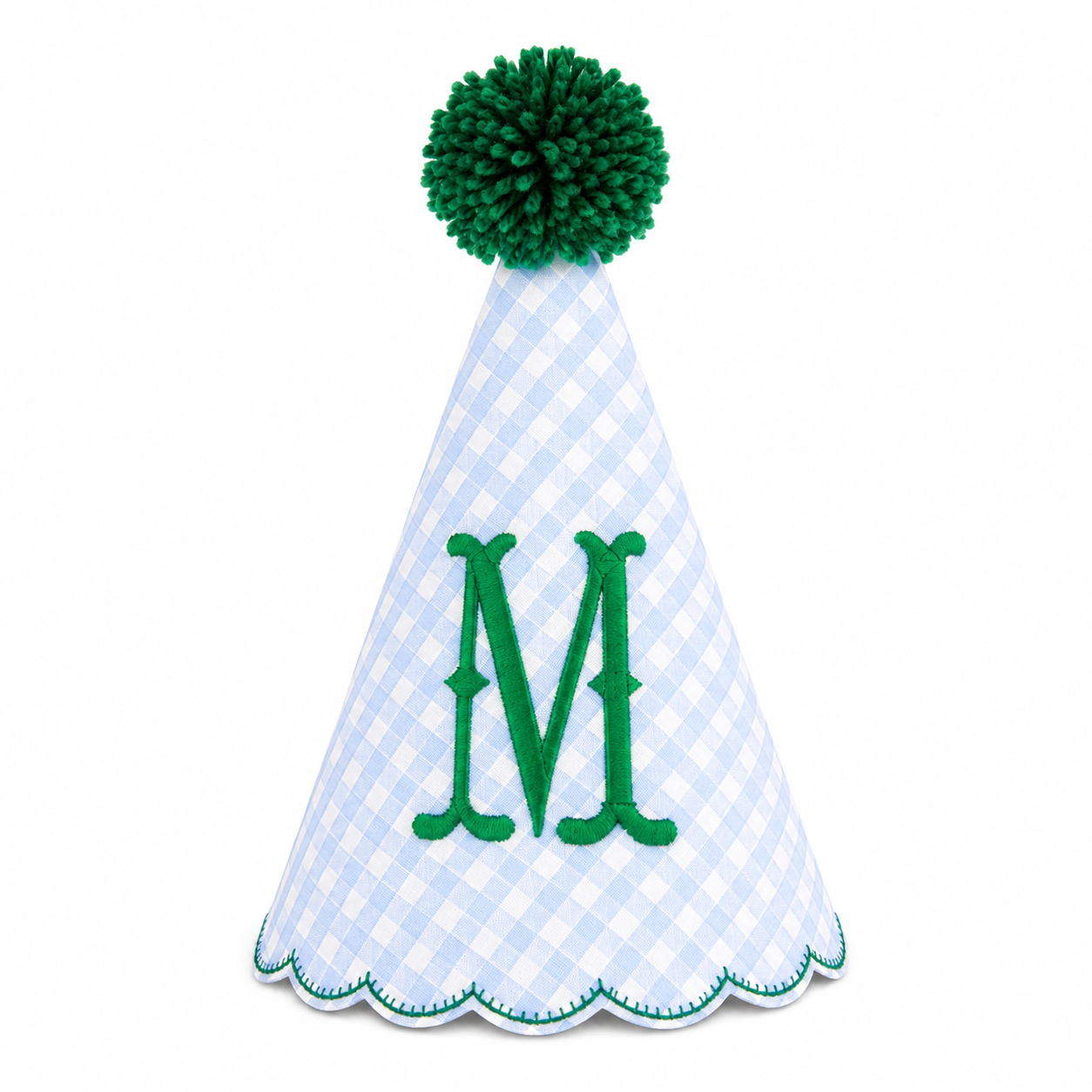 Gingham Monogrammed Birthday Party Hat | Personalized Keepsake Party Hat
