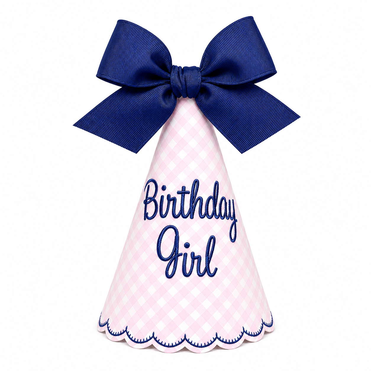Gingham Birthday Girl Party Hat with Bow | Personalized Keepsake Party Hat