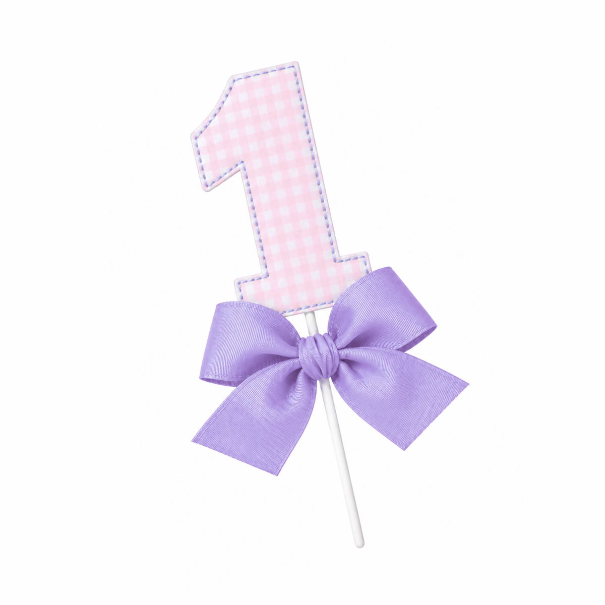 Pink Gingham Bow Cake Topper | Heirloom First Birthday Keepsake