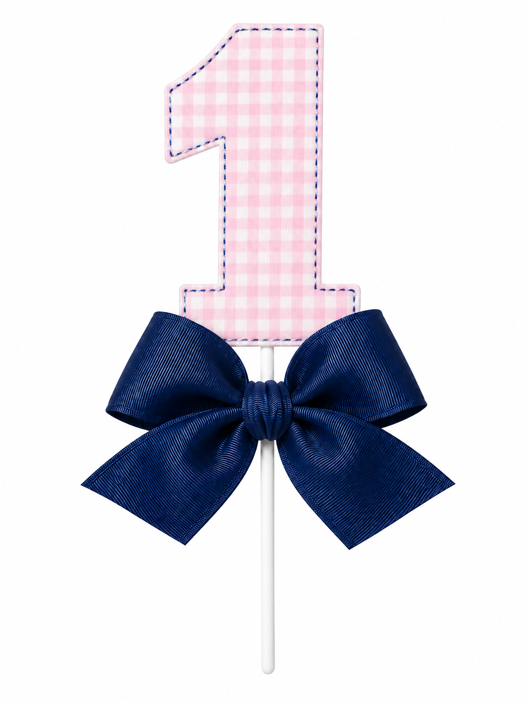Pink Gingham Bow Cake Topper | Heirloom First Birthday Keepsake