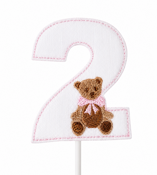 Pink Teddy Bear Cake Topper | Heirloom First Birthday Keepsake