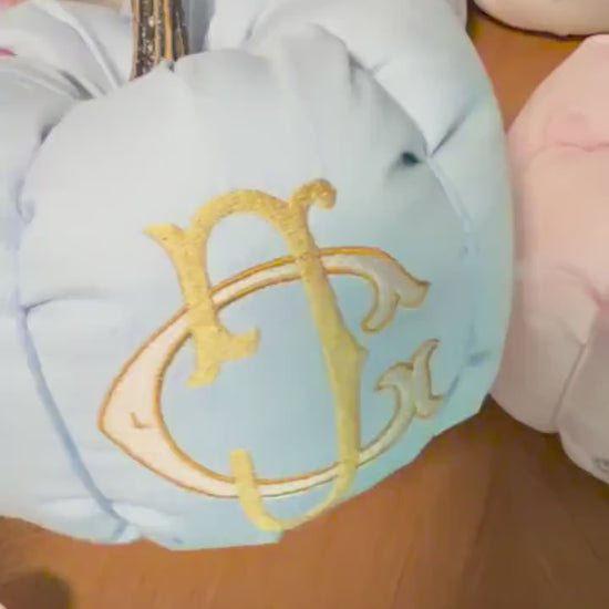 Cotton Piqué Monogram Pumpkin — Hydrangea Blue