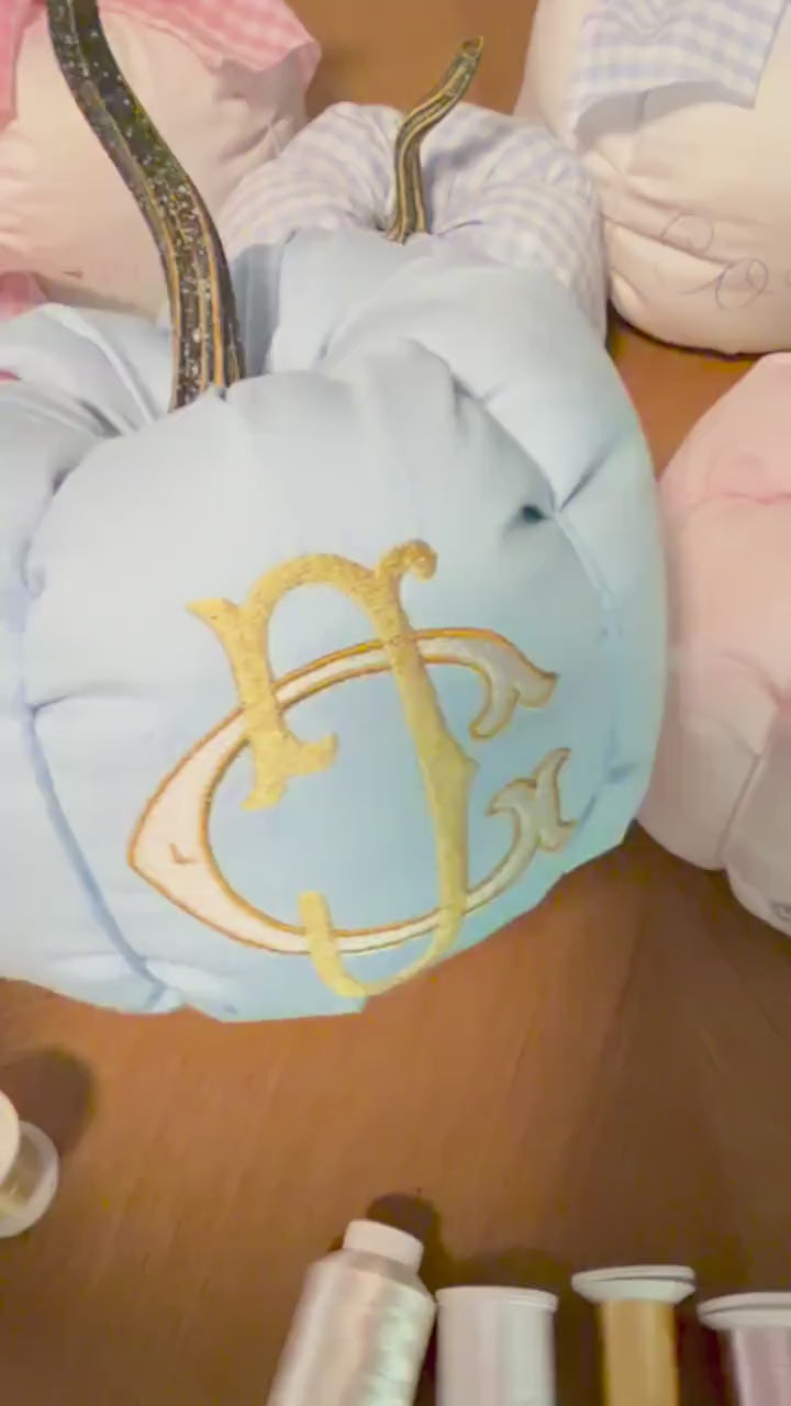 Cotton Piqué Monogram Pumpkin — Hydrangea Blue