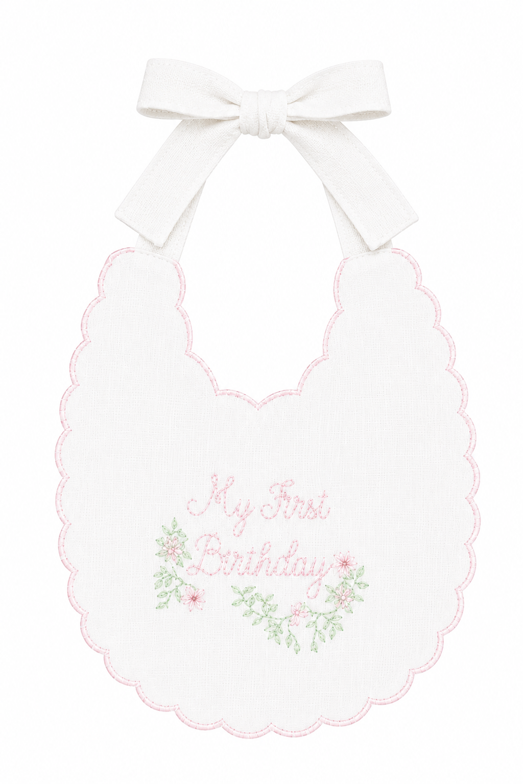 Pink Southern Floral Bib | Personalized Heirloom Birthday Bib