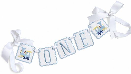 Vintage Train ONE Banner | 5-Block Heirloom First Birthday Banner