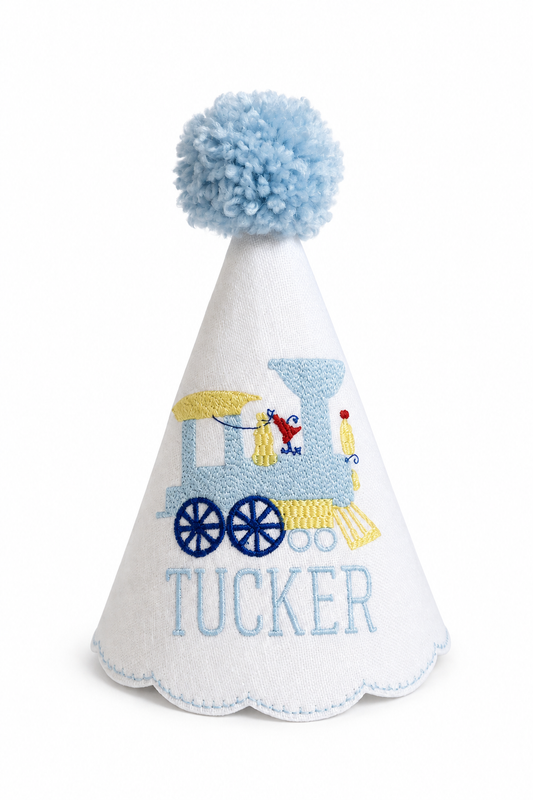 Vintage Train Personalized Party Hat | Heirloom Birthday Keepsake